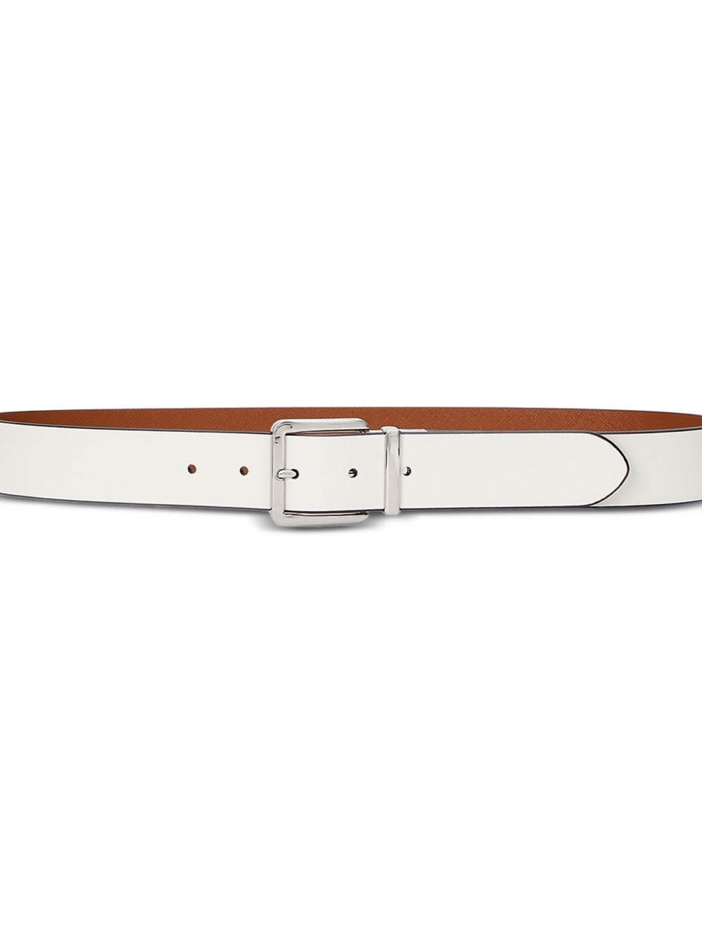 Lauren Ralph Lauren Women's White Reversible Leather Belt with Silver Buckle.NWT